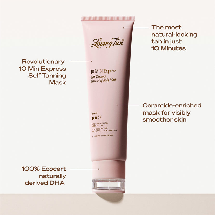 FAQ Banner of 10 MIN Express Self-Tanning Smoothing Mask Dark
