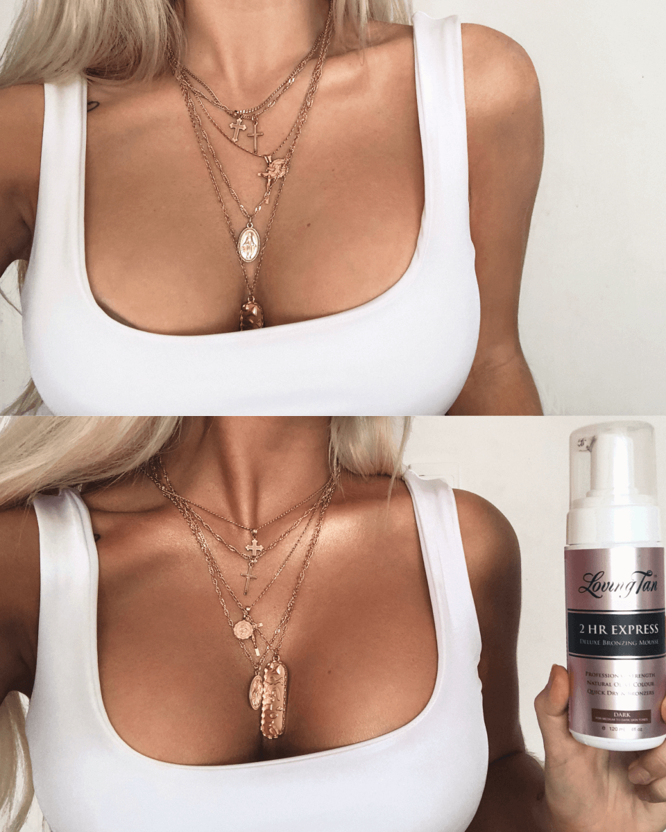  Loving Tan 2 HR Express Mousse, Dark- Streak Free, Natural  looking, Professional Strength Sunless Tanner - Up to 5 Self Tan  Applications per Bottle, Cruelty Free, Naturally Derived DHA 