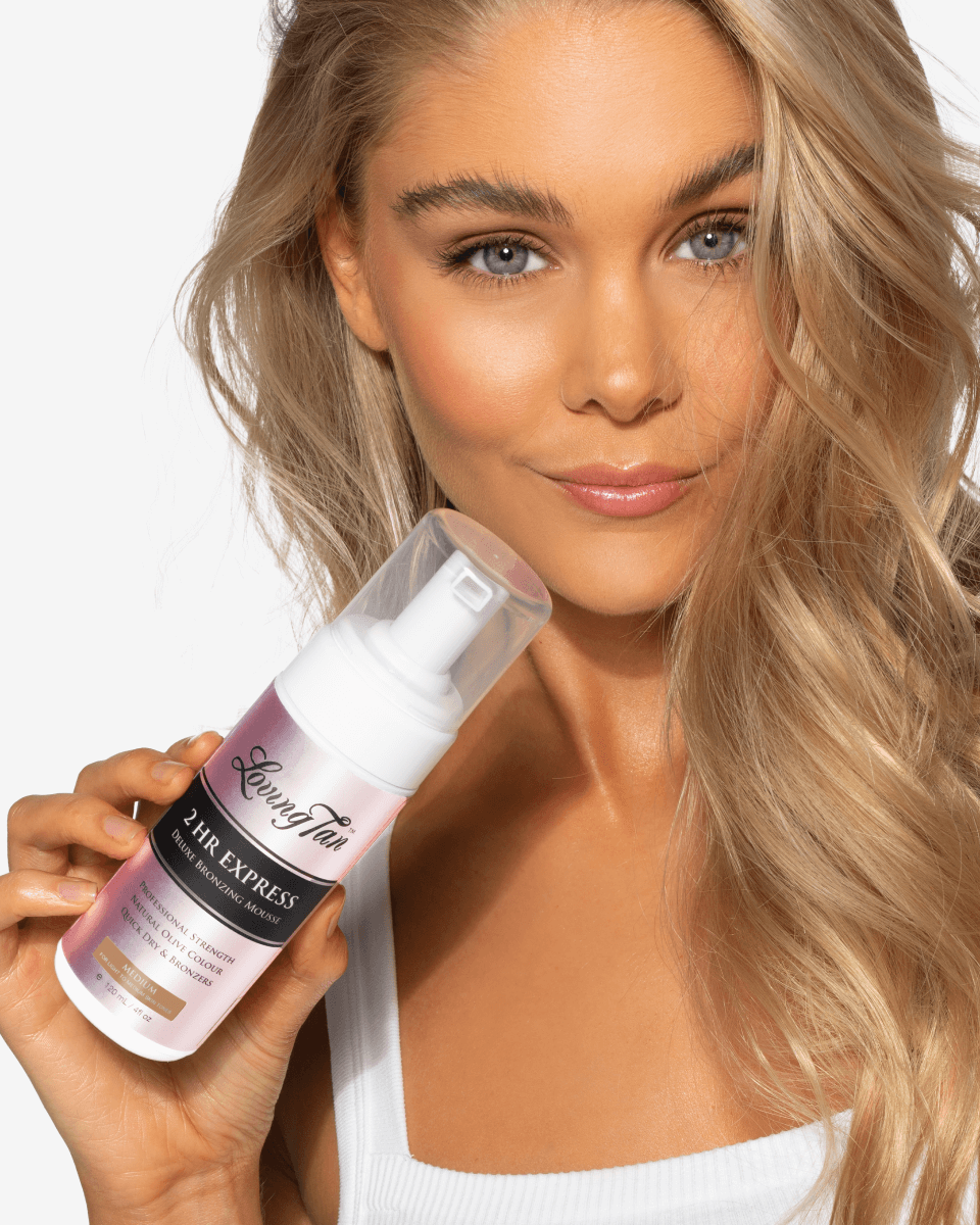 Loving Tan 2 HR Express Mousse, Dark- Streak Free, Natural looking,  Professional Strength Sunless Tanner - Up to 5 Self Tan Applications per  Bottle